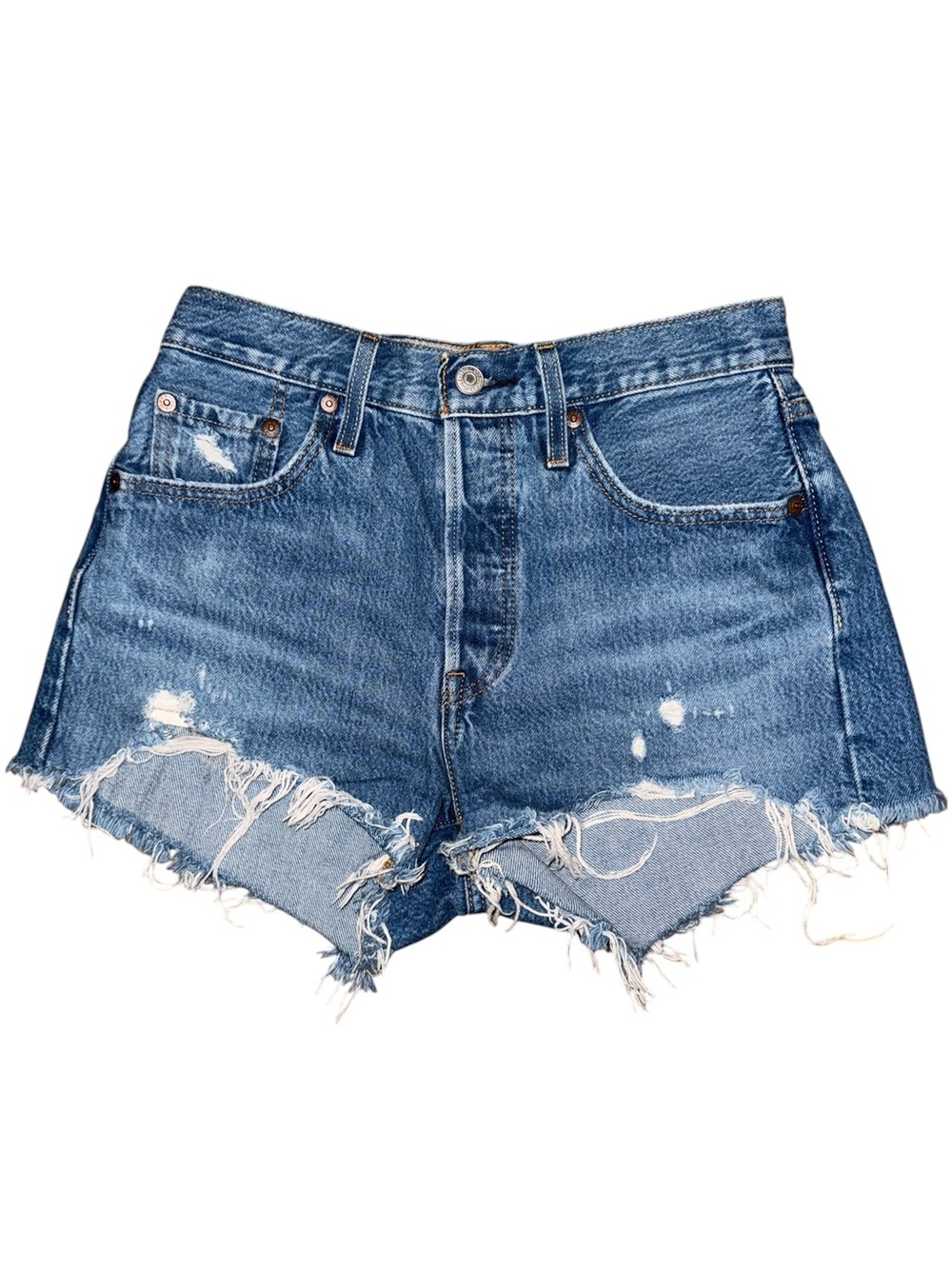 Levi’s Premium 501 Original High Rise Cutoff Shorts Distressed W25 Like New